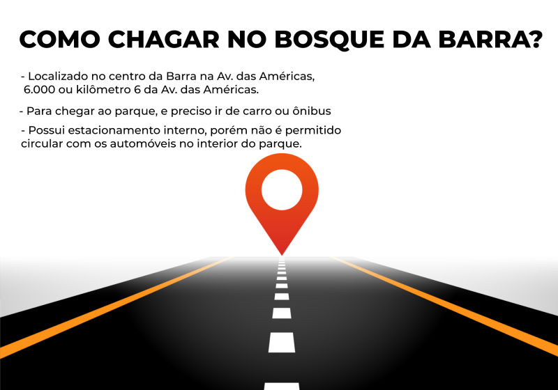 infográfico com orientações para chegar no bosque da barra da tijuca