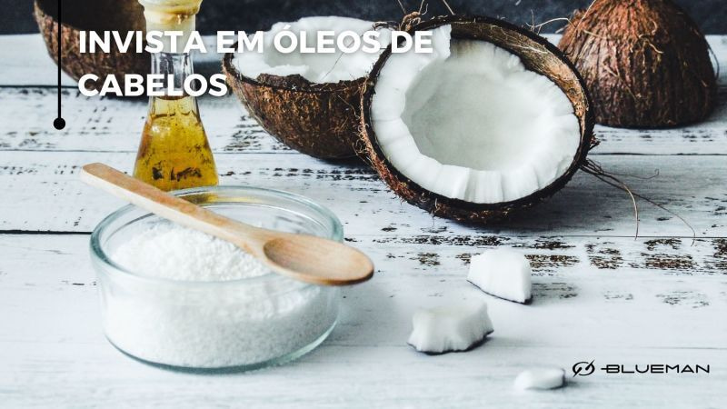 Óleos e produtos derivados do coco.