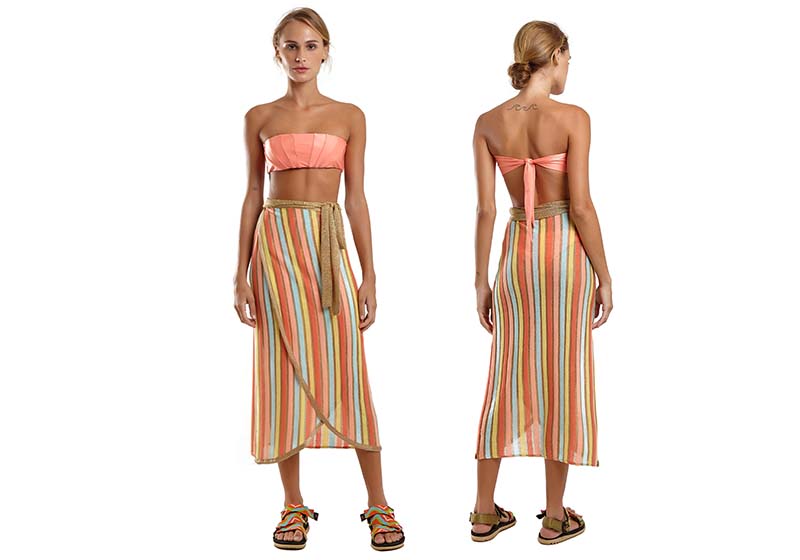 look top faixa saia midi