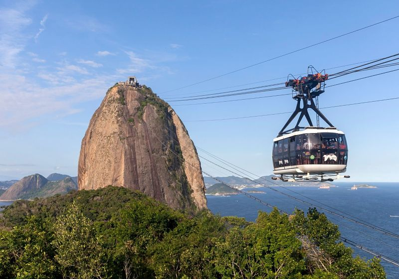 foto do morro pão de açúcar e bondinho ao lado